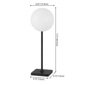 Allie 17.5" Modern Minimalist Indoor/Outdoor Metal Globe Rechargeable/Cordless Dimmable Integrated LED Table Lamp with Touch Sensor